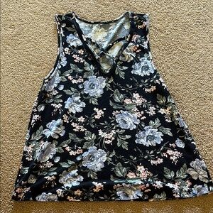 American Eagle Floral Tank Top - Black and Blue